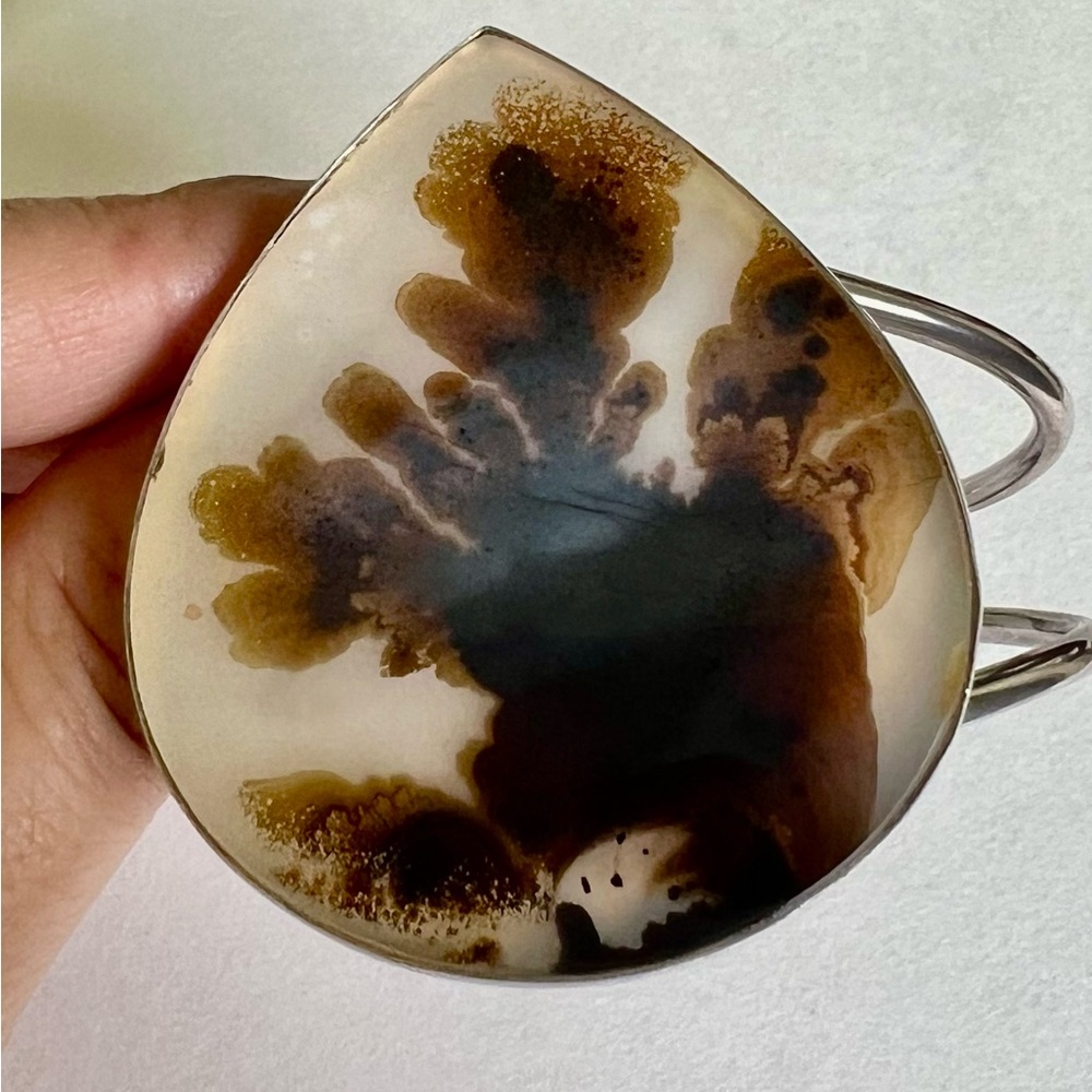 Solid Sterling Dendritic Agate Cuff - image 3